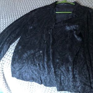 Black velvet button down shirt